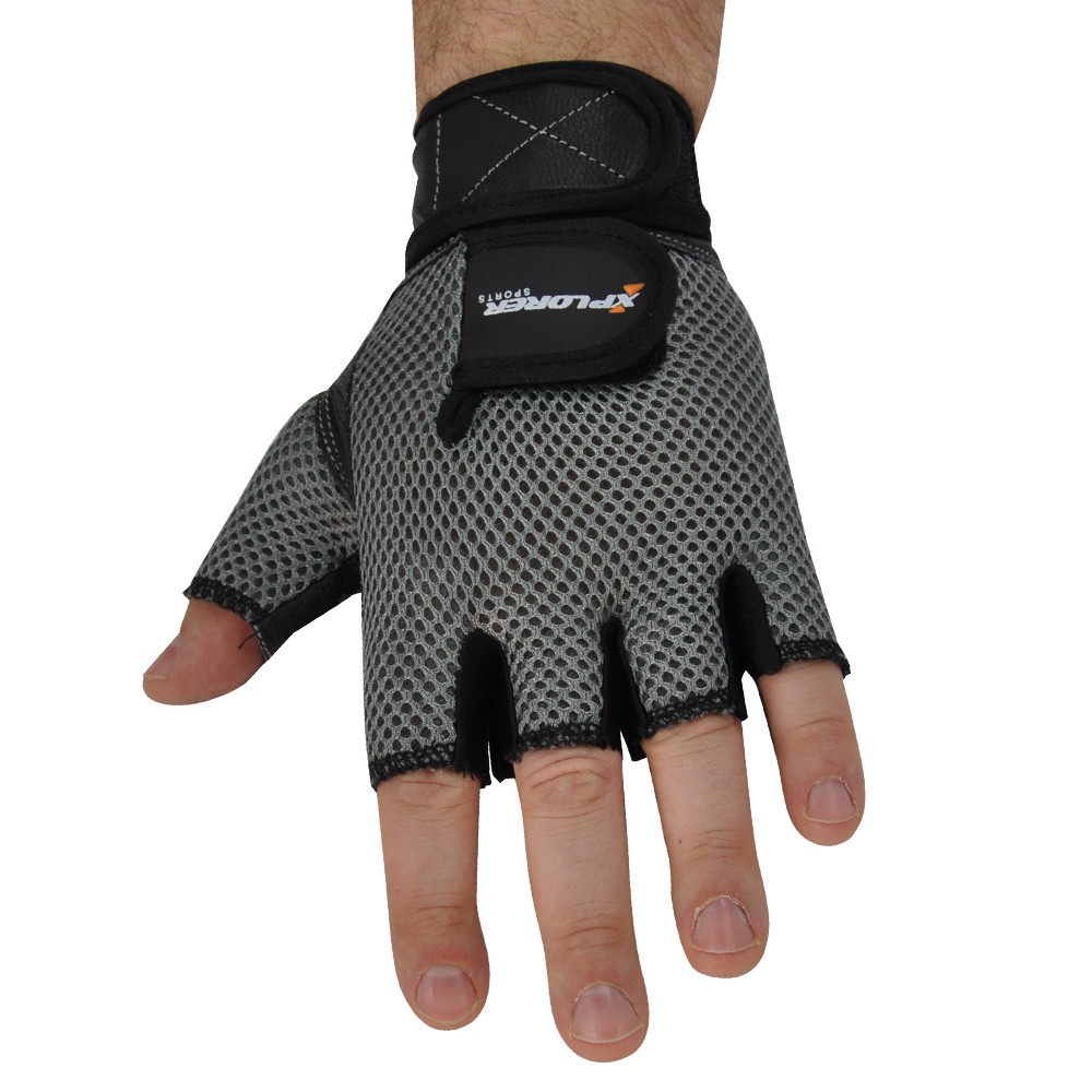 Fitnes rukavice Xplorer sive-koža